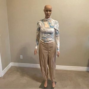 Moa Moa multi colored blouse/Beige Cargo Pants Both NWT Shirt small Pants large